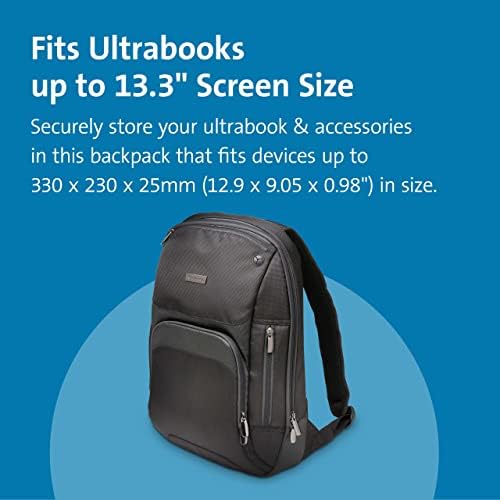 Kensington Triple Trek Slim Backpack para MacBooks, Chromebooks, Tablets e Ultrabooks de até 13 polegadas
