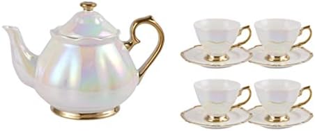 Zlxdp European Ceramic Coffee Cup Stroke Golden Tarde Cup e Picert Definir mesa de café criativa Conjuntos de