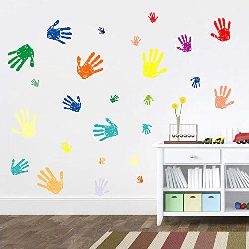 Impressão de mão colorida adesivo de decalque de parede, feliz cotidy todos os dias colorido pequeno