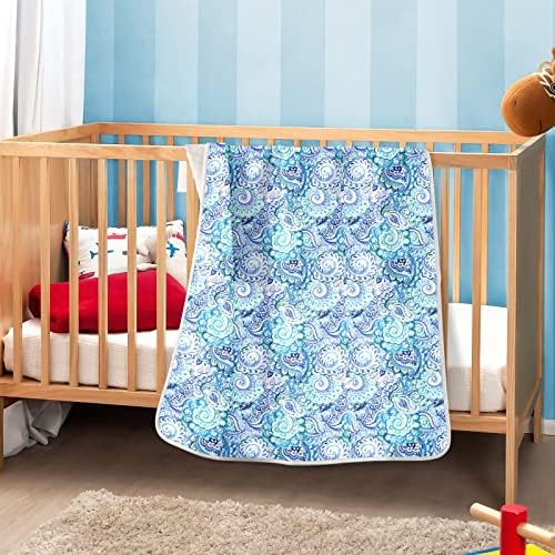 Xigua Paisleys Cobertores de bebê azul para meninos meninas, 30 x 40 polegadas Super Soft Toddler
