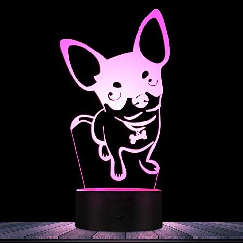 3D Chihuahua Dog Animal Night Light Led Touch Switch Decor Tabel Mesa