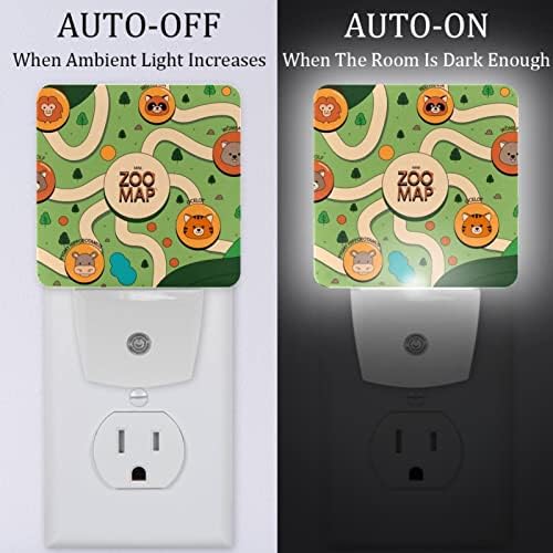 2 pacote de pacote Night LED Light Auto/On/Off Switch, Zoo Mapa Ideal para quarto, banheiro, viveiro,