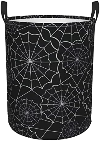 Kuilepa Spider Web preto impermeável à prova d'água de lavanderia dobrável balde com alças para lixo de armazenamento,