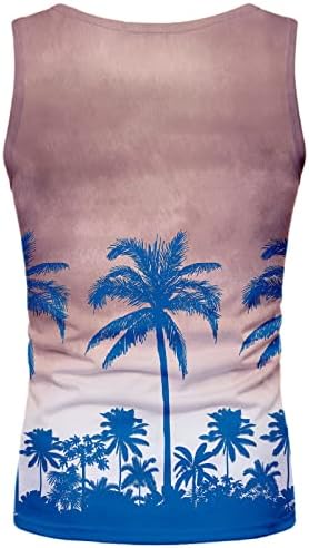 Camisetas com tanques florais masculinas sem mangas em toda a impressão de camisetas de férias de