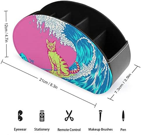 Surf Surting Cat Leather Remote Control Solder com 5 Compartimentos Bandeja de Desktop de caixa