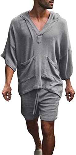 Camisa de linho grande masculino Summer Summer Casual Conjunto Havaí linho de linho de algodão