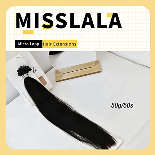 [Pacote] Misslala 16 polegadas Extensões de cabelo microlink Humano 50g/50s+ 18 polegadas Micro