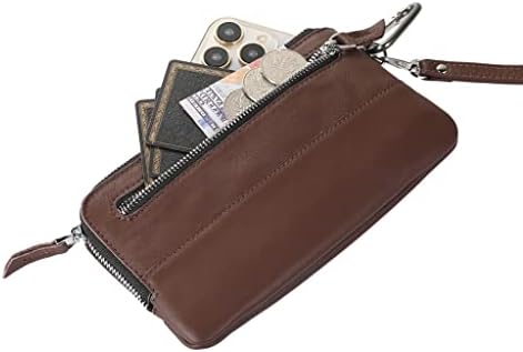 KFJBX Genuine Leather Hand Strap Phone Caixa Zipper Carteira Bolsa de Carteira Colo