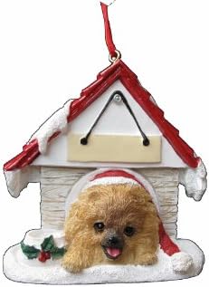 Pomeranian Red Doghouse personalizado Ornamento de Natal