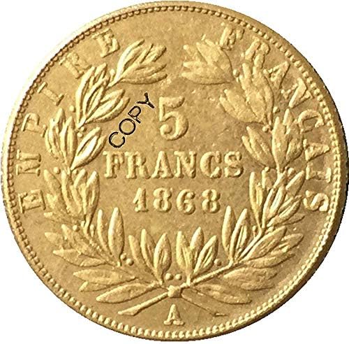 1868 França 5 Francs - Napoleão III Coupas Cópia Cópia Coleção Presentes