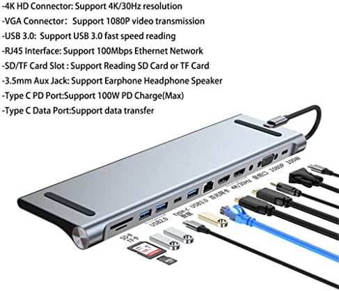 Xxxdxdp hub USB 3 0 Tipo C 4K Compatível TV Monitor Video Video Converter RJ45 Ethernet SD TF Card Reader
