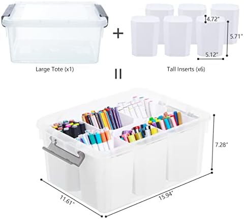 CityLife 17 caixas de armazenamento de plástico QT com 6 inserções destacáveis ​​Caixa de armazenamento transparente