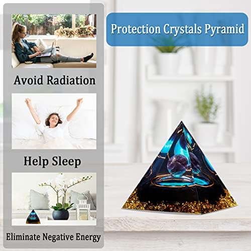 Pirâmide orgona, ametista Cura de cristal pirâmide e orgonita cálculos de cicatrização, proteção