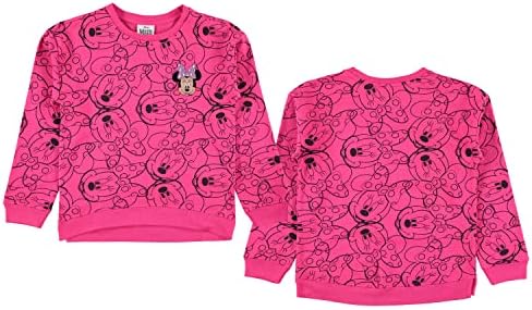 Minnie Mouse Girls Sweatshirt-Jumbo Print and Borderyer Minnie Mouse Sweater-Tamanhos 4-16