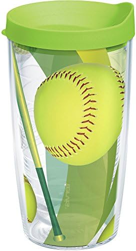 Tervis Softballs Tumbler com embrulho e tampa verde de limão 16oz, transparente