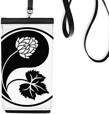 Cultura yin-yang padrão de flores de bolsa de carteira de telefone pendurada bolsa móvel bolso preto