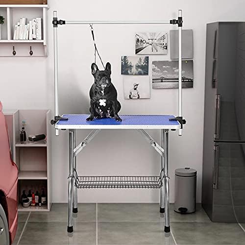 Mesa de preparação para animais de estimação, braço de limpeza dobrável de 46 polegadas para cães grandes,