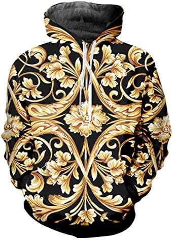 Fulbhprint 3d impressão dourada de luxo de luxo Royal Barroce Hoodies Jaqueta de traje de traje