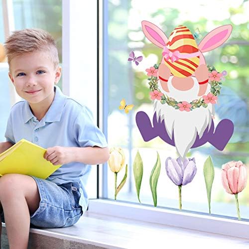 Adesivos reutilizáveis ​​para crianças pequenas adesivos de janela feliz coelho parede de páscoa desenho animado
