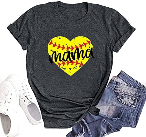Camisas de mamãe de beisebol para mulheres, tops femininos mamã