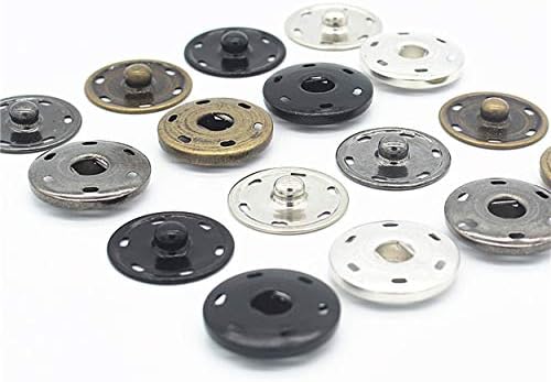 50 conjuntos de botões de snap snap de costura de metal prensas de prensa de prensa para costurar prata