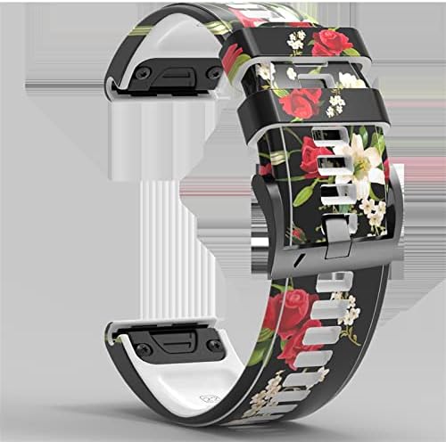 DJSFCN 22mm 26mm Smart Watch Strap for Garmin Fenix ​​7 7x 5 6 5x 6x Pro epix 3hr impressão de silicone