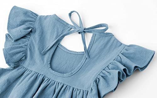 Lymanchi Toddler Girl Girl Ruffled Sleeve Dress Cotton Linen Halter Halter Kid de verão casual de verão