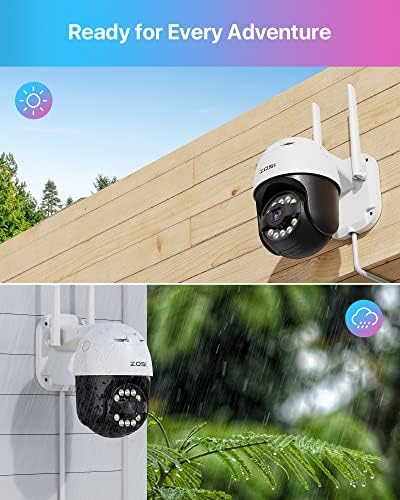 Zosi C611 2K Câmera de Segurança em casa Wi-Fi Indoor e Câmera Wi-Fi PTZ de 5MP, câmera externa