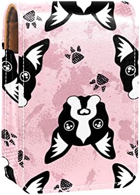 Mini estojo de batom com espelho para bolsa, porco fofo porco floral Butterfly Ladybug Farm Portable Case