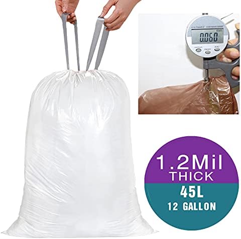 Código M 12 galões de lixo de cordão pesado de serviço compatível com o código simples -humano m | 1,2 mil