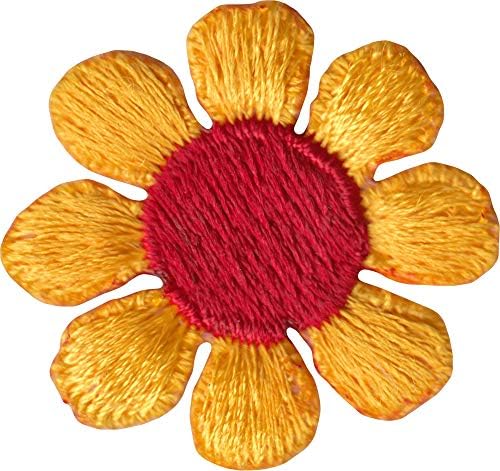 1 Flor da margarida amarela com centro marrom - ferro bordado ou costurar no patch