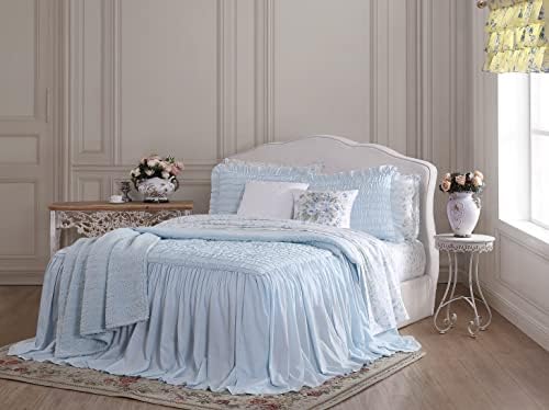 SHABBY CHIC® - colher de cama dupla, cama de algodão macia com uma decoração de casa sham e bem drapeada