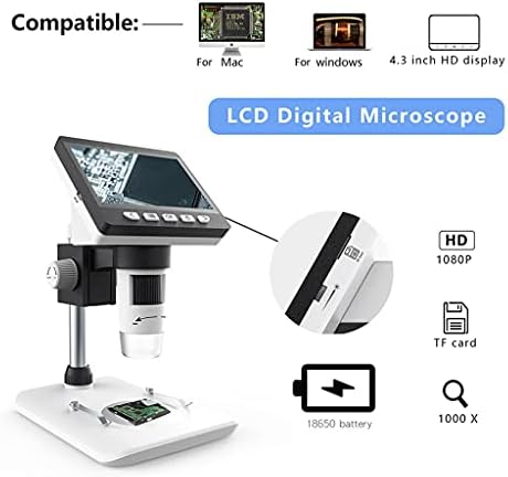 Microscópio de desktop Digital LCD Microscópio Czdyuf Multifuncional portátil 4,3 polegadas Microscópio