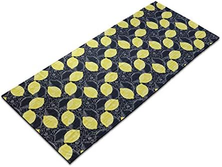 Ambesonne Fruits Yoga Mat Toalha, Desenhos de Limões e Blossoms Ilustração, Sweat Amberbente de Swar
