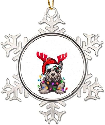 Winter Christmas Dog Metal Snowflake Ornamento de Natal Vermelho RENA ANDAR LUZ DOG ARNAMENTOS DE Árvores
