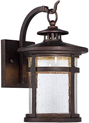 Franklin Iron Works Callaway Rustic Outdoor Wall Light Freptlet Aço de bronze de 14 1/2 lanterna de vidro semeadinha