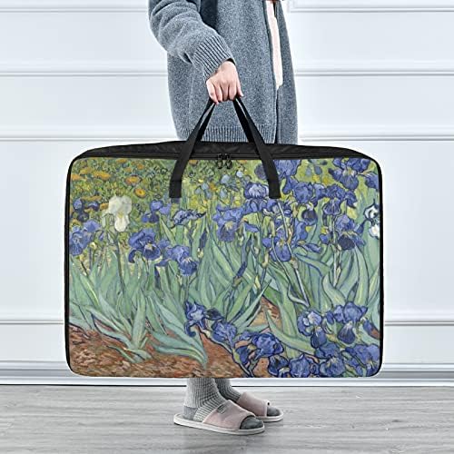 Juama Flower-de-Luce Van Gogh Roupas de grande capacidade e saco de armazenamento de colcha