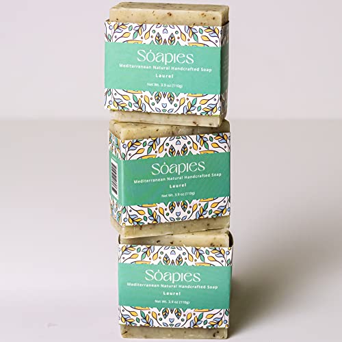 Soopies - sabão artesanal natural do Mediterrâneo, pacote de 3, louros