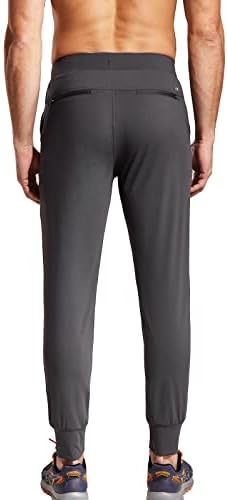 Mier Men's Jogger Sortpants com bolsos com zíper Slim Fit Fit Nylon Stretch Athletic Pants para