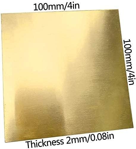 Zhengyyuu Brass Placa de cobre Folha de folha de papel espessura de folha de latão 2 mm para artesanato