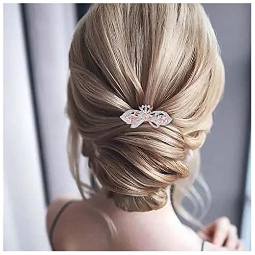 Allereyae Crystal Hair Clip Barrette Gold Rhinestone Flor Barrette Clip Crystal Wedding Pieces Cabe