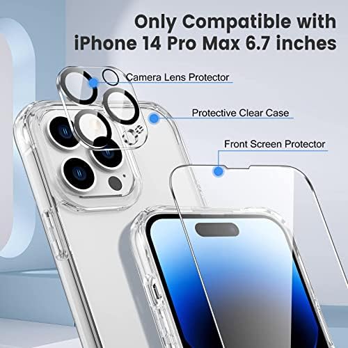 iPhone 14 Pro Max Transparent Case com protetor de tela e protetor de lente