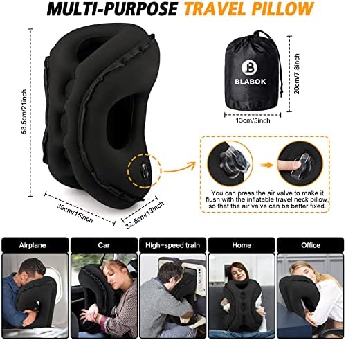 Travesseiro de viagem inflável, travesseiro de pescoço de viagem multifuncional para o avião