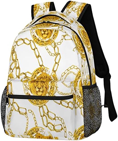 DJYQBFA Animal Lion Chead Chain Laptop Backpack School Backpack com vários bolsos caminhando no ombro