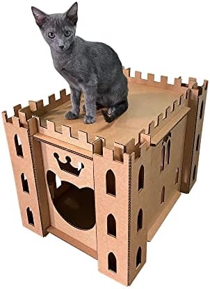 Homes de gatos de papelão Castle Catle, 200 lb. Teste de papelão ondulado, Playhouse de gatos para gatos internos