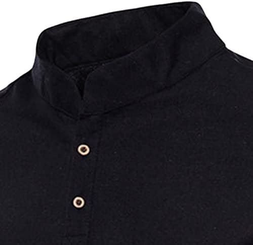 Masculina moda frontal placket básico de manga curta linho de algodão casual camisetas