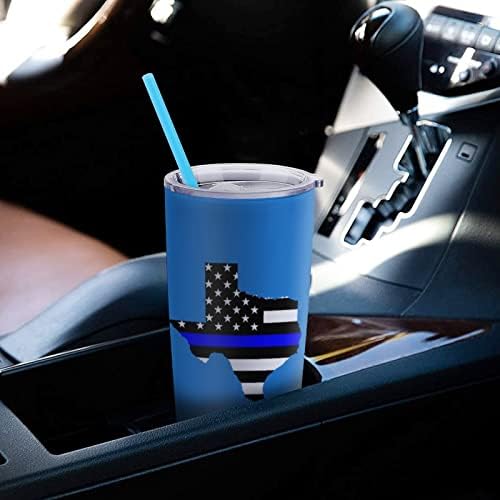 Nudquio Texas Blue Linha fina bandeira de plástico copo de carro reutilizável caneca de água para carro em casa