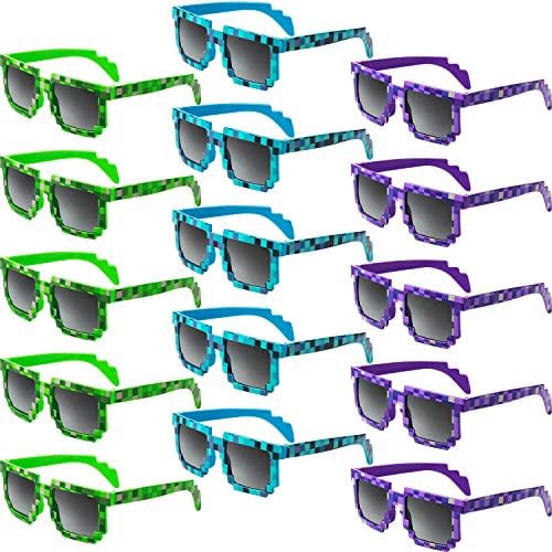 Weewooday 15 pares pixel retro jogador robô óculos de sol pixel Óculos de sol pixelated Glasses de festa