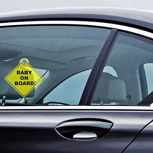 2pcs bebê a bordo do carro adesivo, carro de carro a bordo de sinais de alerta com copos de sucção, copo
