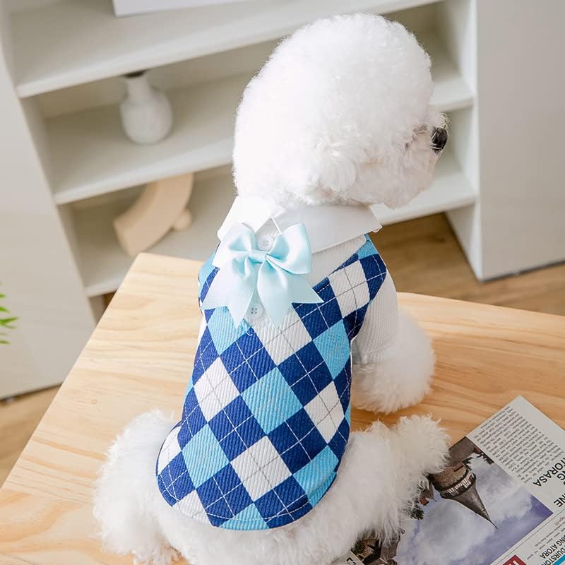 Vestidos de cachorro xadrez de Yiq Ric Ric/camisetas para cães pequenos Moda Capinho Caso Caso Cat